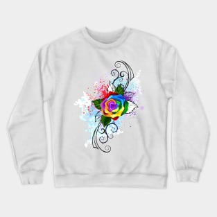 Patterned rainbow rose ( Roses ) Crewneck Sweatshirt